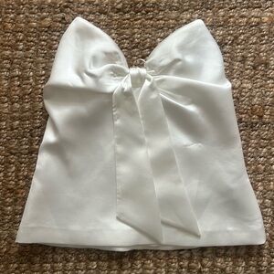Zara White Bow Strapless Top